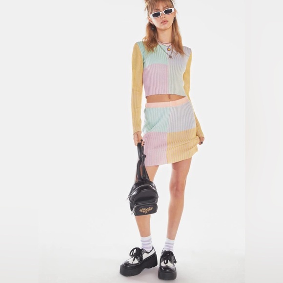 RAGGED PRIEST sweater pastel colorblock ribbed top medium DOLLS KILL y2k gothic - Picture 4 of 14